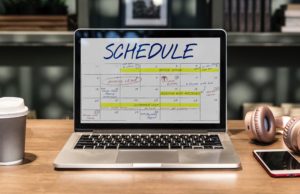 Schedule on computer showing scheduled time 