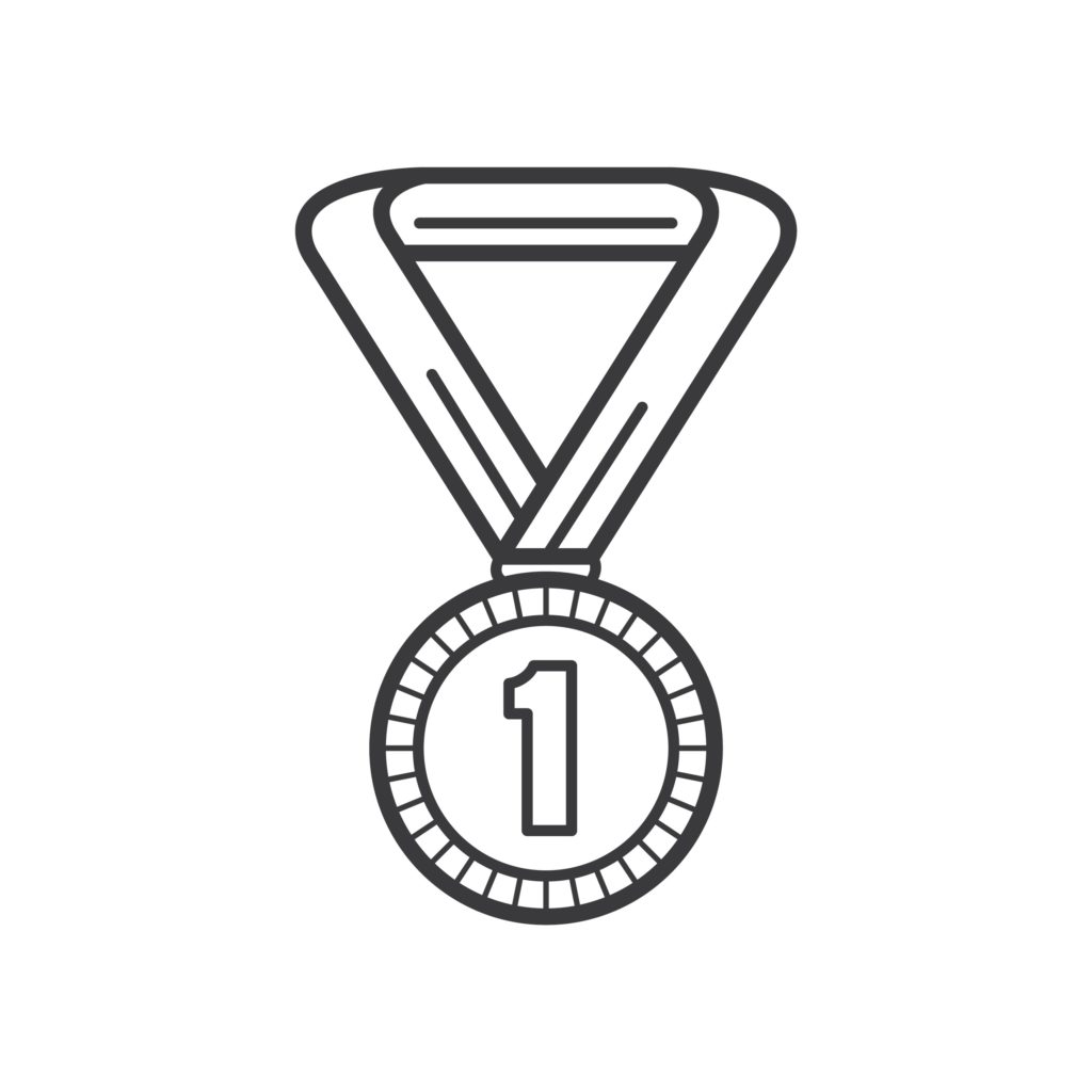 number one medal black and white graphic