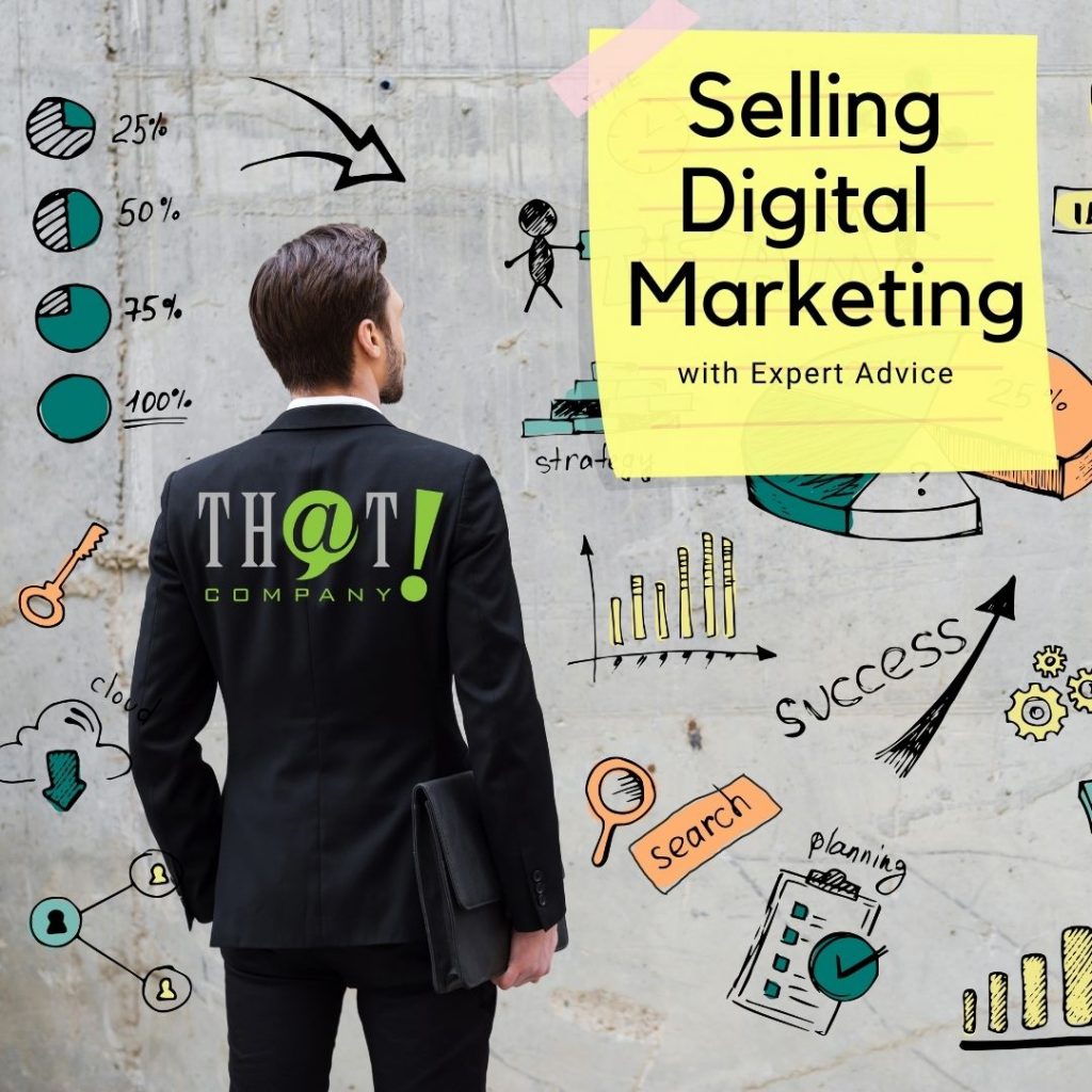 Selling Digital Marketing | Business Man Looking at Cartoony Charts and Graphs
